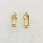 Gold Plated or Rhodium Plated or CZ Tiny Safety Pin Connector Charm Pendant
