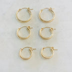 Gold Filled 14Kt Thick Flex Tube Hoop Earrings 18mm 15mm 13mm (2pc)