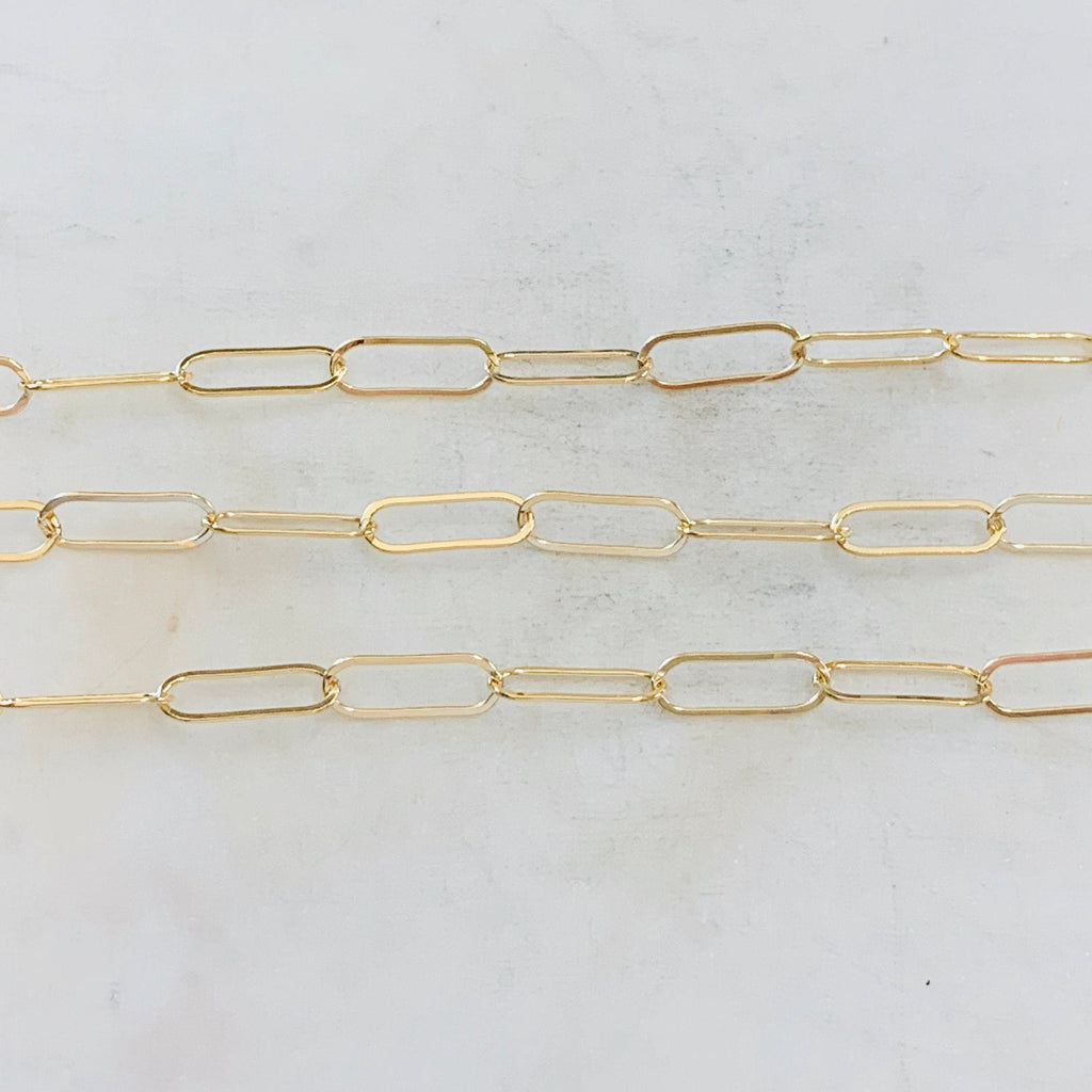 Sterling Silver or 14K Gold Filled 16mm x 5.5mm Light – Sold by the Foot – Gold