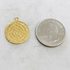 Vermeil Ancient Script Coin Double Sided Round Medallion Charm