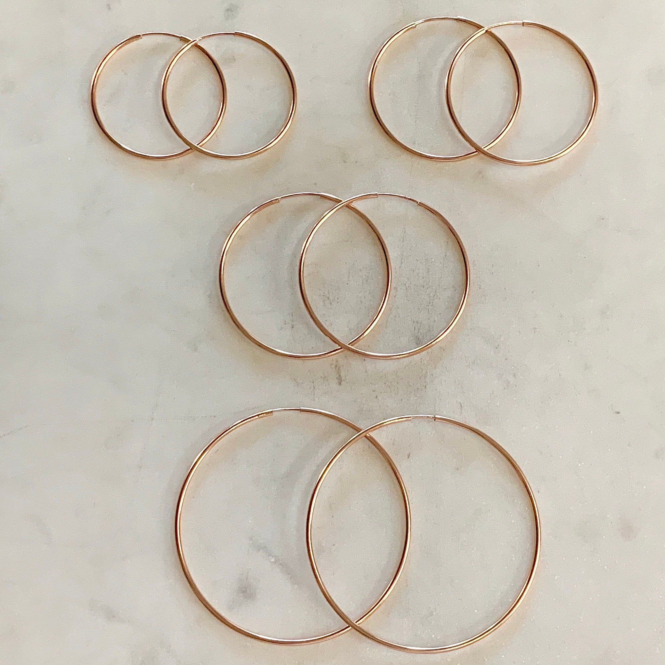 Rose Gold Filled 14K Small Endless Hoop Earrings 30mm,35mm,40mm 50mm (2pc)