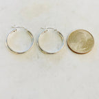 Sterling Silver Medium 25mm or 30mm Thick Flex Tube Hoop Earrings (2pc)
