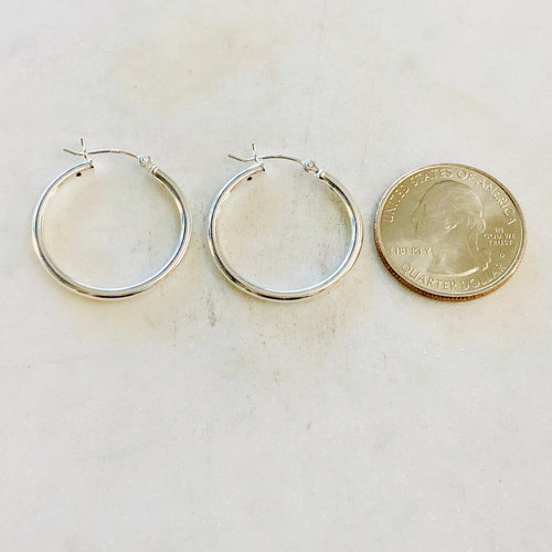 1 Pair Medium 25mm or 30mm Sterling Silver Thick Flex Tube Hoop Earrings Earring Wires Earring Hook Component