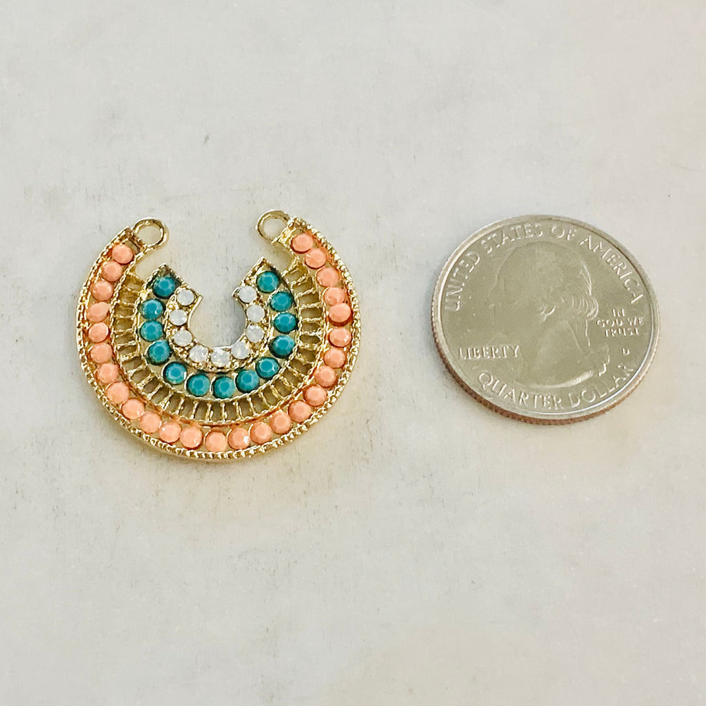 Base Metal Large Colorful Crystal Beaded Tribal Bohemian Double