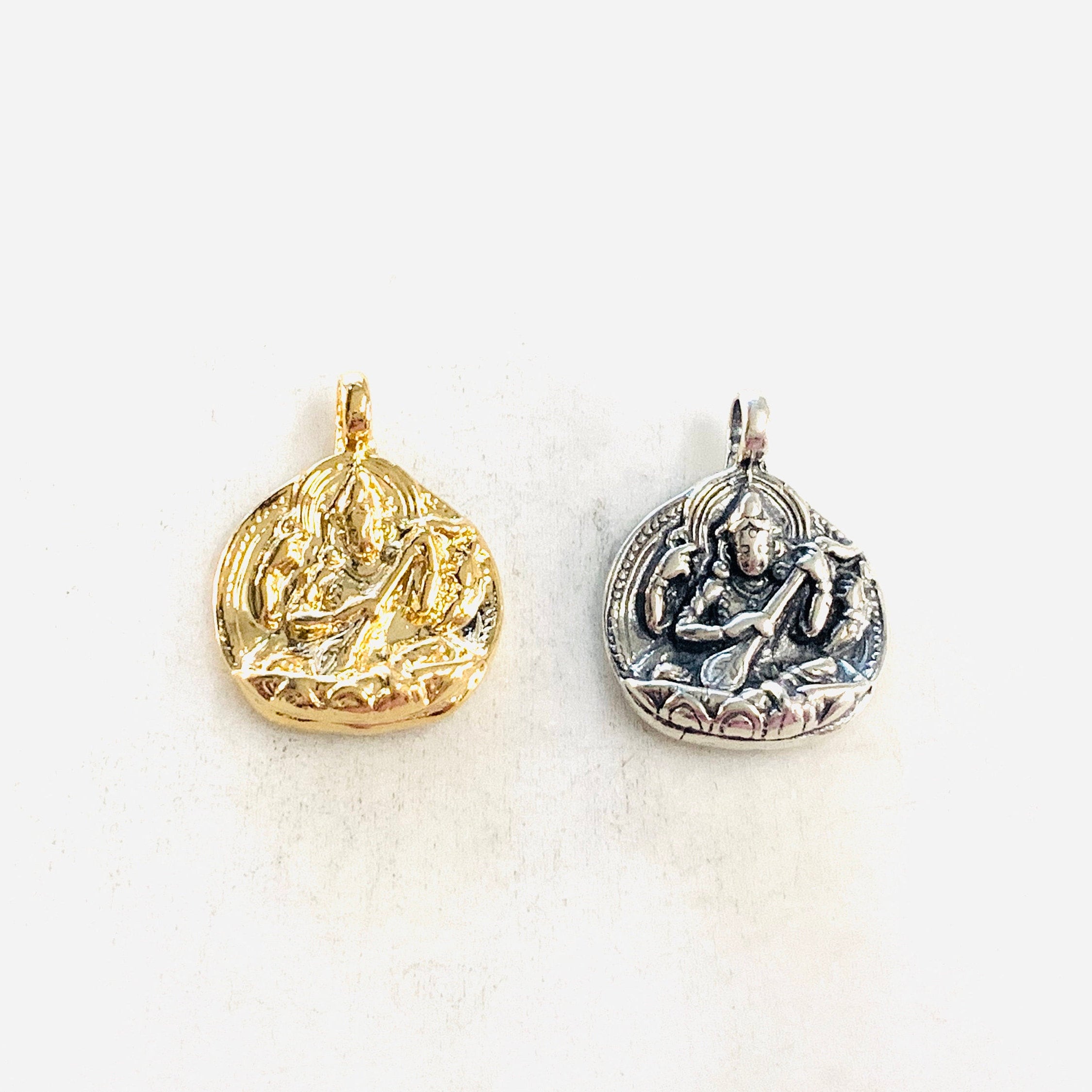 25mmx19mm Sterling Silver or Vermeil Saraswati or Goddess Charm Hindu
