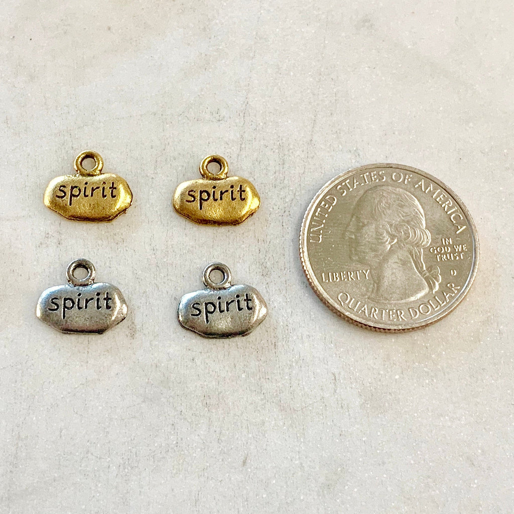 Pewter Wide Oval with Spirit Stamped Charm Pendant (2pc)