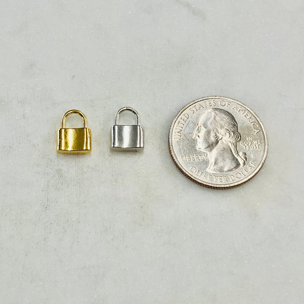 Sterling Silver or Vermeil Padlock Lock Charm in Small or Large or Best Friend