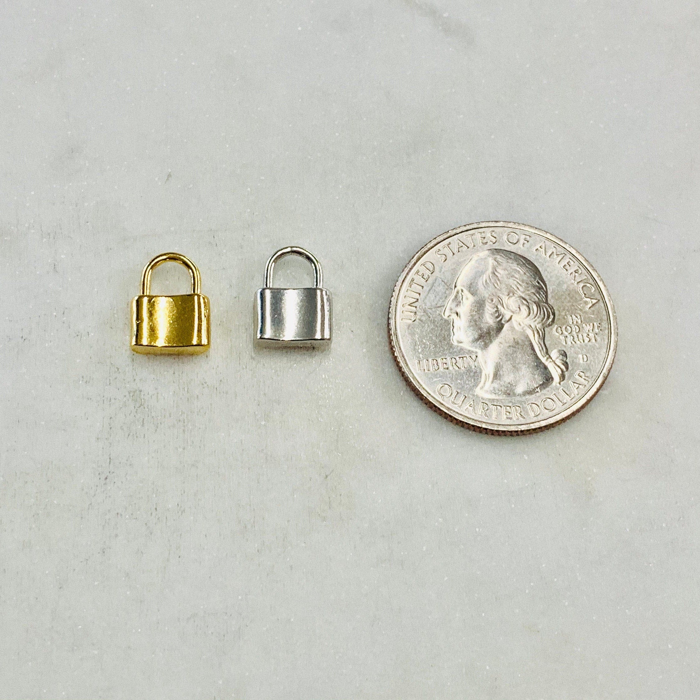 Sterling Silver or Vermeil Padlock Lock Charm in Small or Large or Best Friend