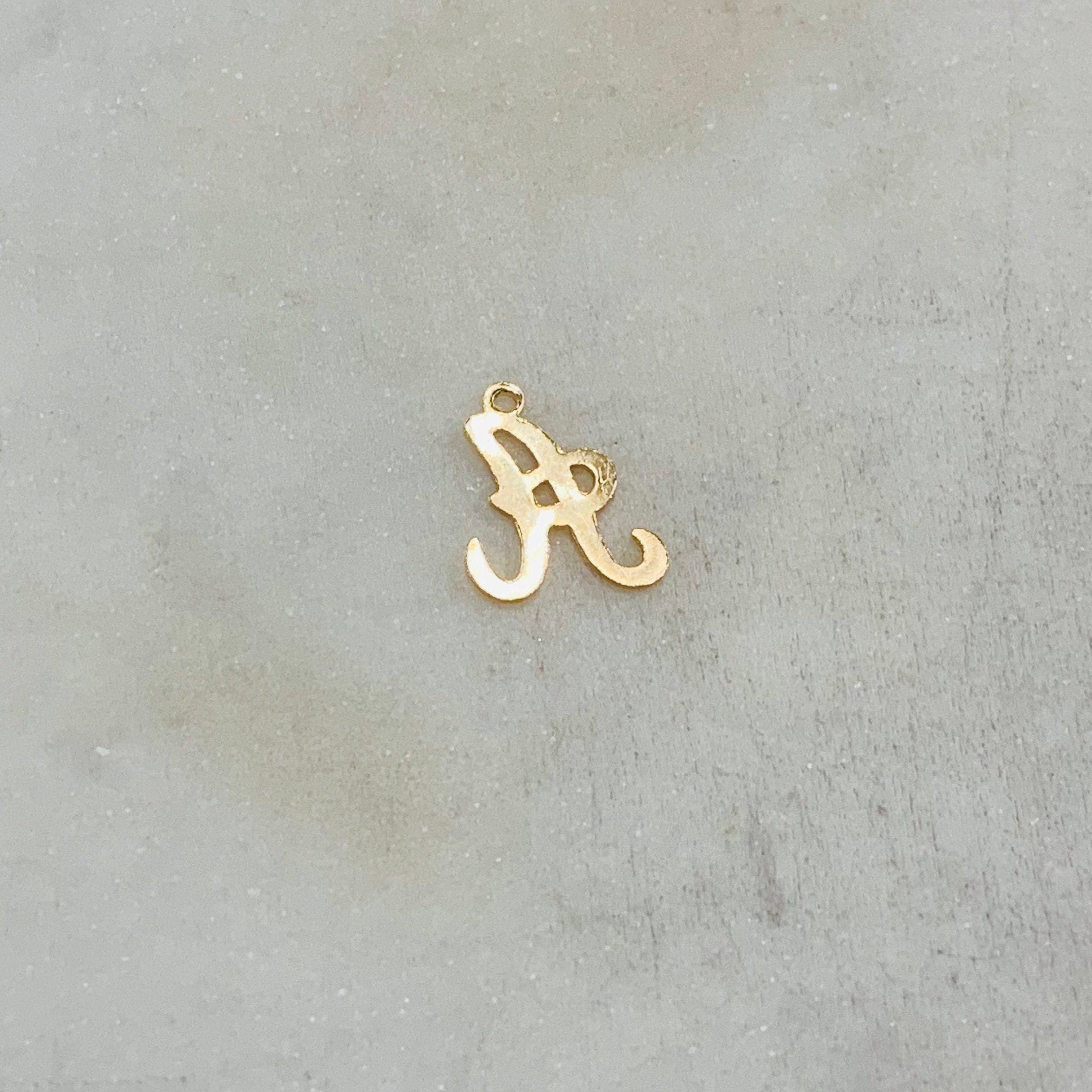 14K Gold Filled Alphabet Script Letter Cut Out Charm Pendant
