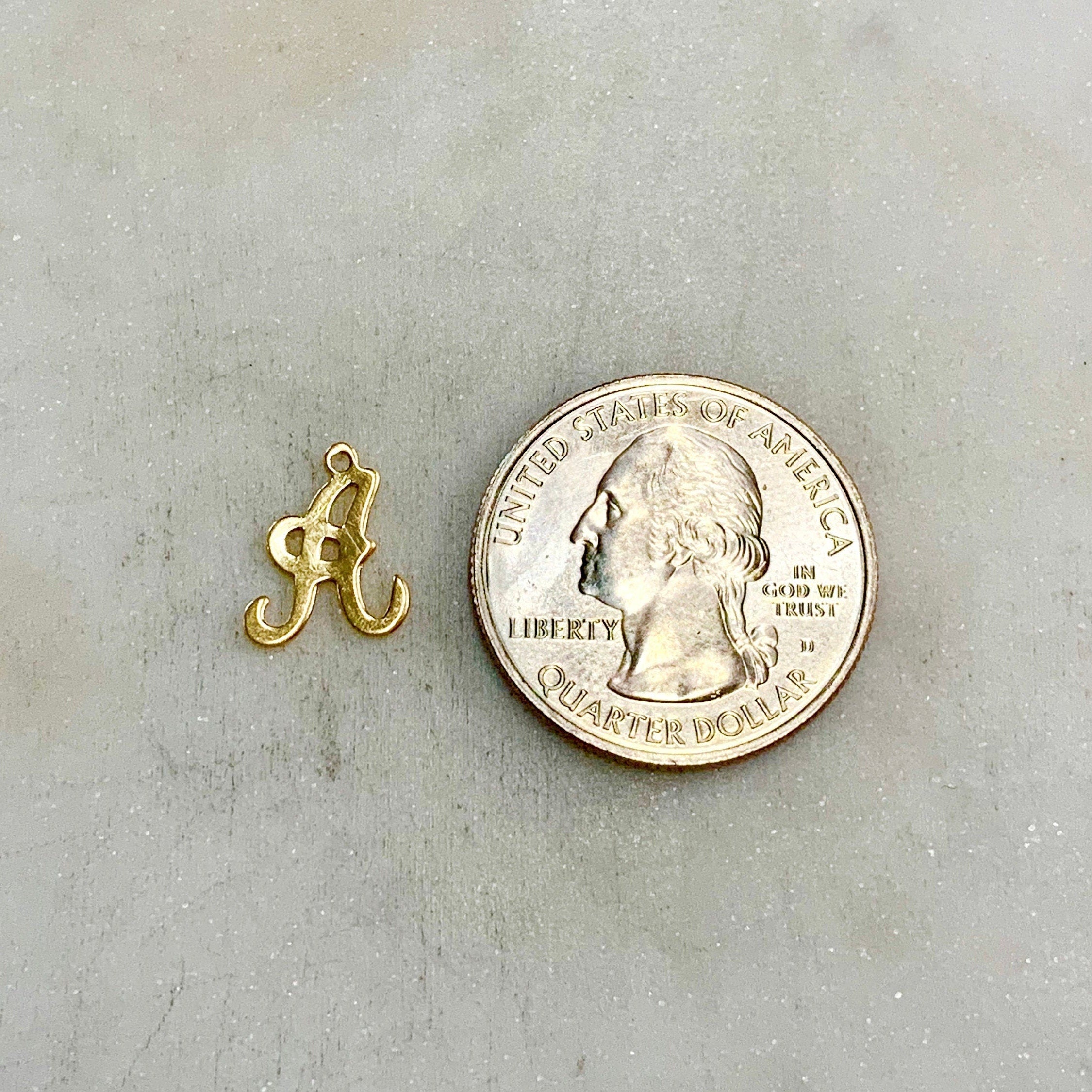 14K Gold Filled Alphabet Script Letter Cut Out Charm Pendant