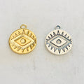 Sterling Silver or Vermeil Evil Eye Disc Charm Coin or Religious Protection