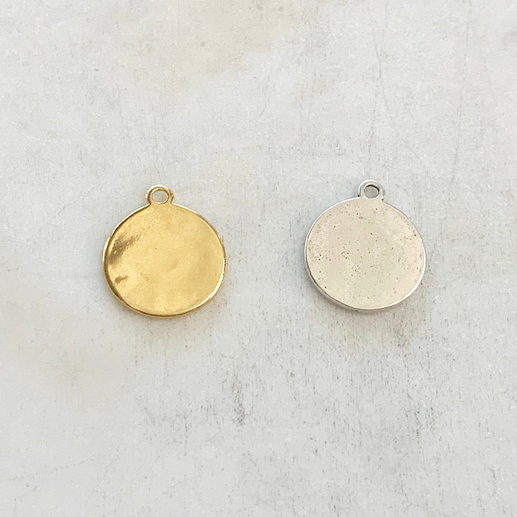 Sterling Silver or Vermeil Evil Eye Disc Charm Coin or Religious Protection