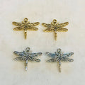 25mmx27mm Pewter Large Flying Dragonfly Wings Charm Fantasy Pendant (2pc)