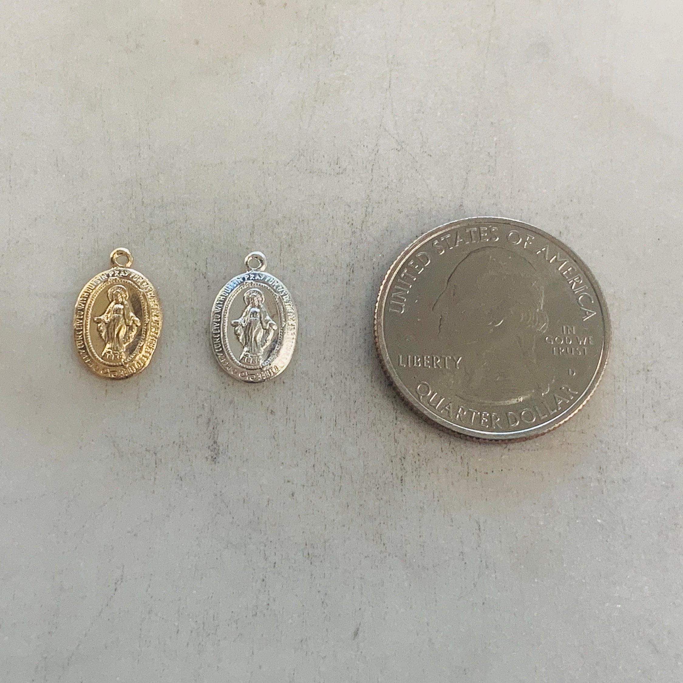 Sterling Silver or 14K Gold Filled or Small Mother Virgin Mary Oval Pendant
