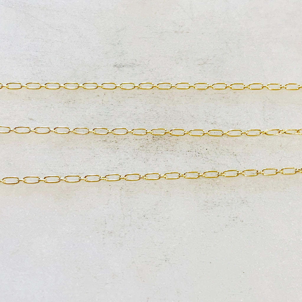 14K Gold Filled Small Oval Link Chain with Small Circle – Sold by the Foot