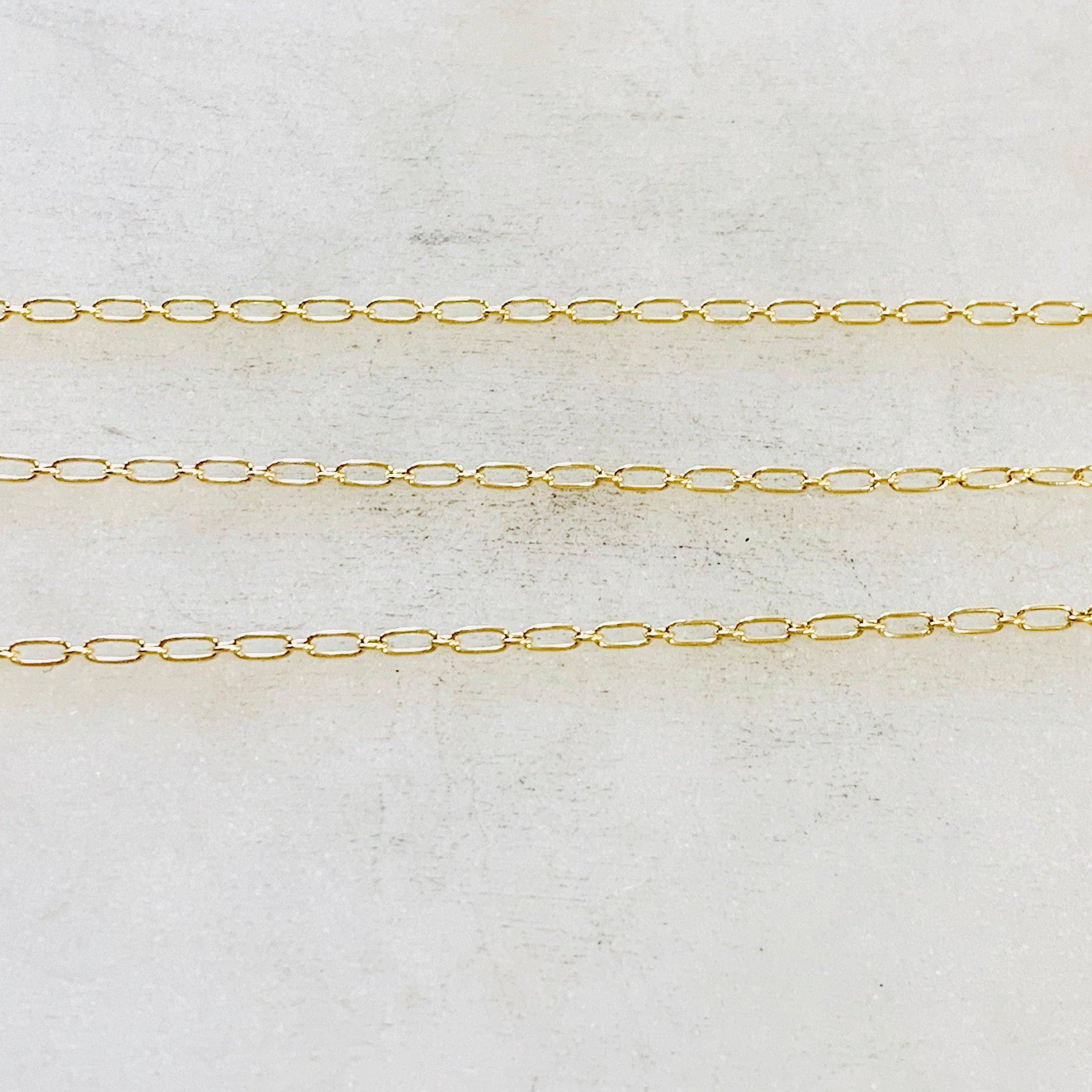 14K Gold Filled Small Oval Link Chain with Small Circle – Sold by the Foot