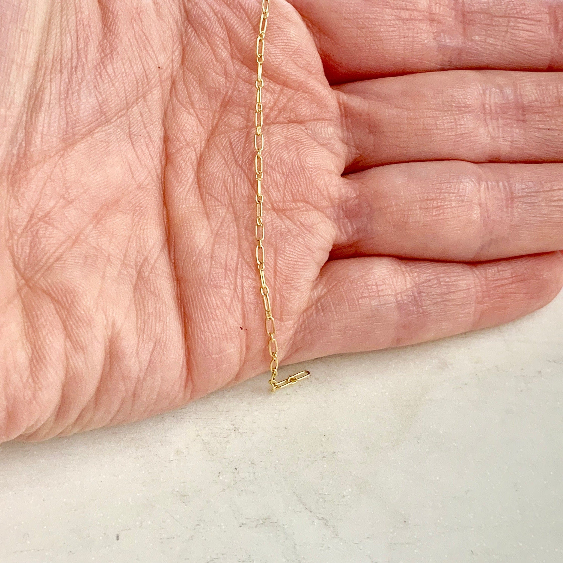 14K Gold Filled Small Oval Link Chain with Small Circle – Sold by the Foot