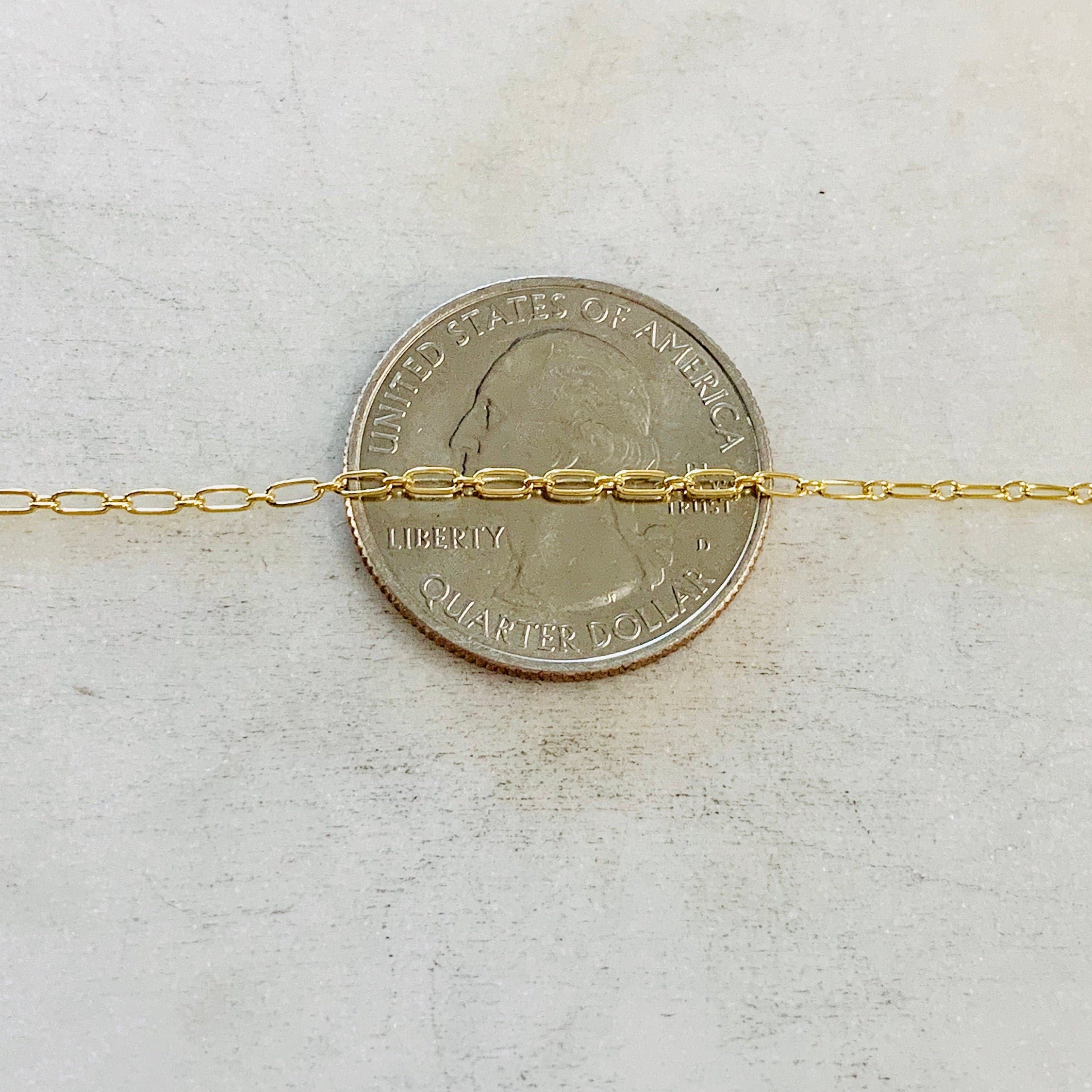 14K Gold Filled Small Oval Link Chain with Small Circle – Sold by the Foot