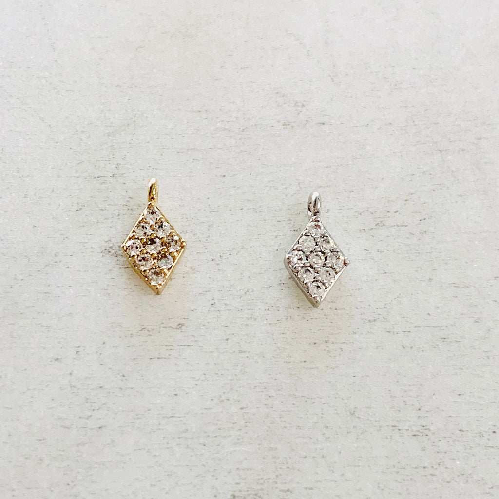 8mmx4mm Rhodium Plated Gold or Silver Rhodium Cubic Zirconia Tiny Diamond