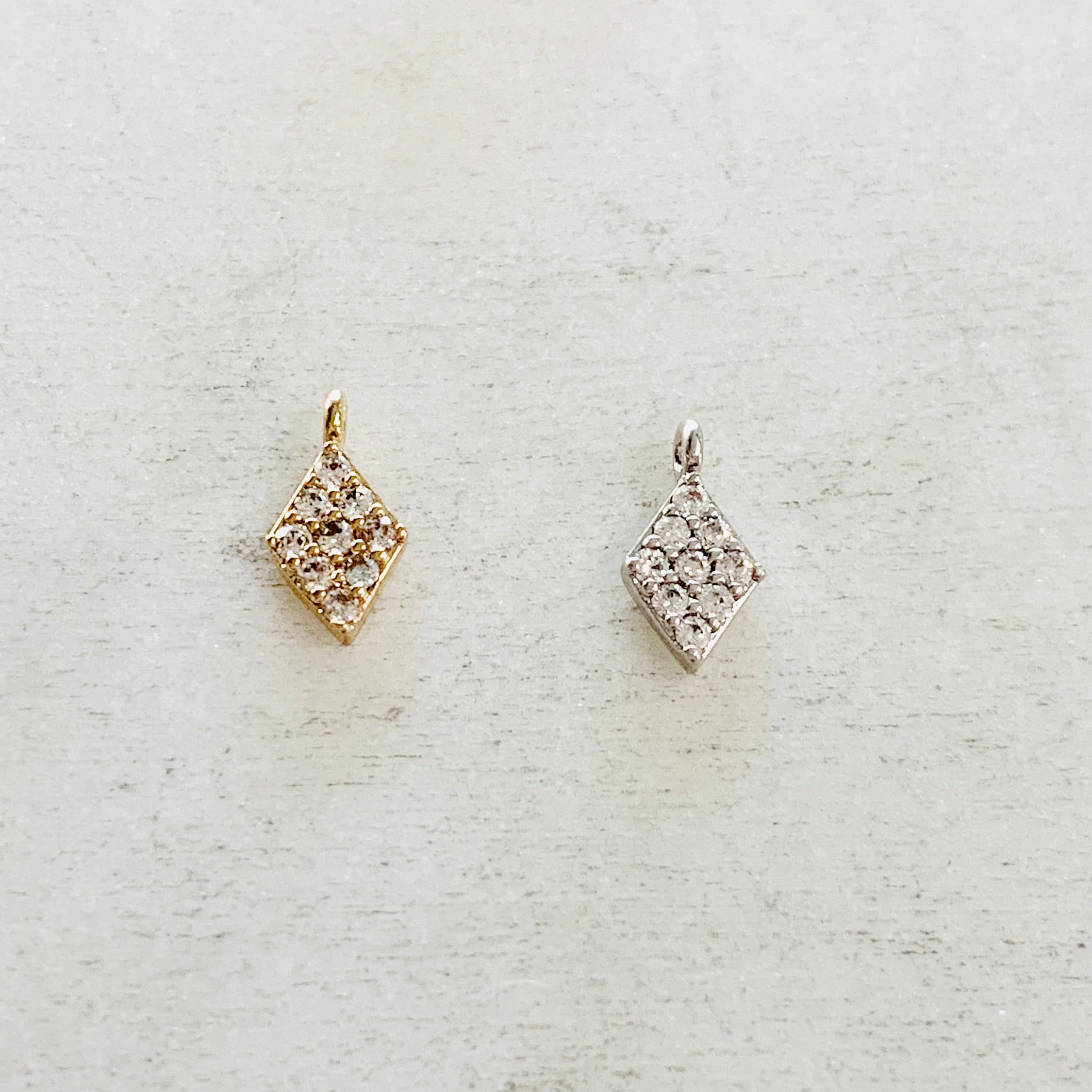 8mmx4mm Rhodium Plated Gold or Silver Rhodium Cubic Zirconia Tiny Diamond