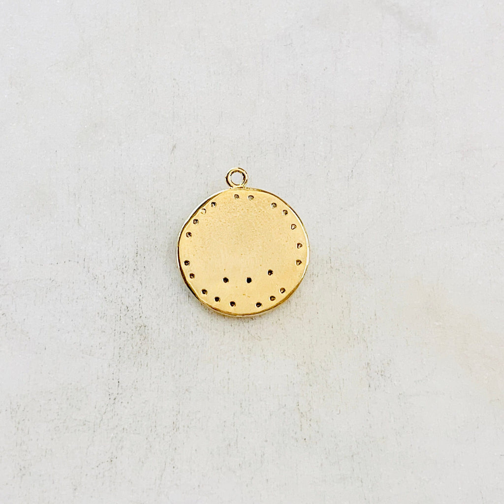 Gold Plated or Rhodium Plated Evil Eye Coin Turquoise Gold Round 20mm