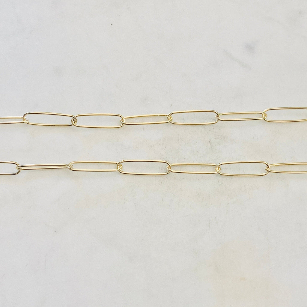 6mmx21mm Gold Plated or Base Metal Over Elongated Long – Sold by the Foot