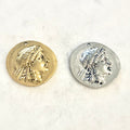 30mmx28mm Pewter Large Ancient Greek Coin Symbol Double Sided Symbolic