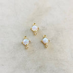 Gold Plated Tiny Square Opal Cubic Zirconia Dainty Drop Bezel Charm