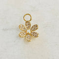 Gold Plated or Rhodium Plated Dainty Daisy Flower Opal Cubic Zirconia Pave CZ