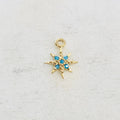 Gold Plated Turquoise Stone Tiny 8 Point Star Charm Celestial Charm