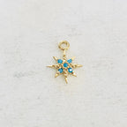 Gold Plated Turquoise Stone Tiny 8 Point Star Charm Celestial Charm