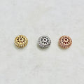 Rhodium Plated Fancy 9mm Pave Cubic Zirconia CZ Rose Gold Rondelle