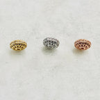 Rhodium Plated Fancy 9mm Pave Cubic Zirconia CZ Rose Gold Rondelle