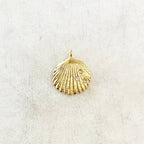 Gold Plated CZ Dainty SeaShell Ocean Nautical Charm Pendant
