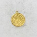 Vermeil Ancient Script Coin Double Sided Round Medallion Charm