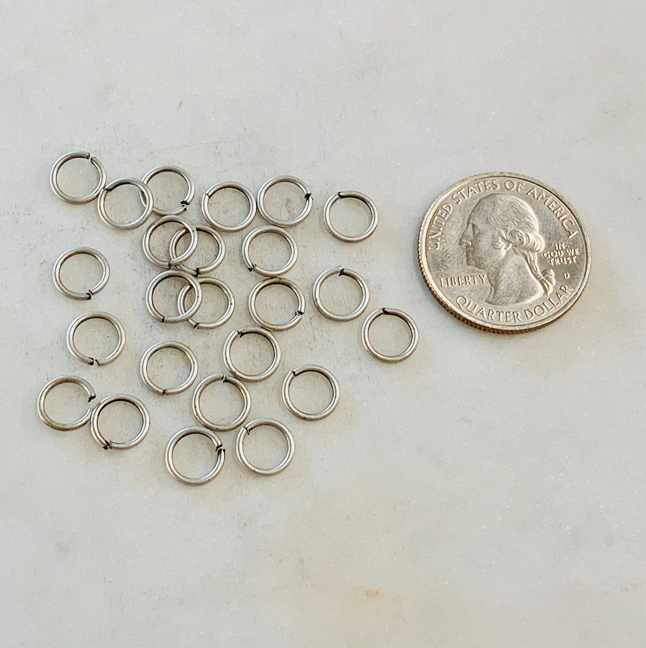 Base Metal 8mm 18 Gauge Open Jump Rings Charm Links Metal Findings (144pc)