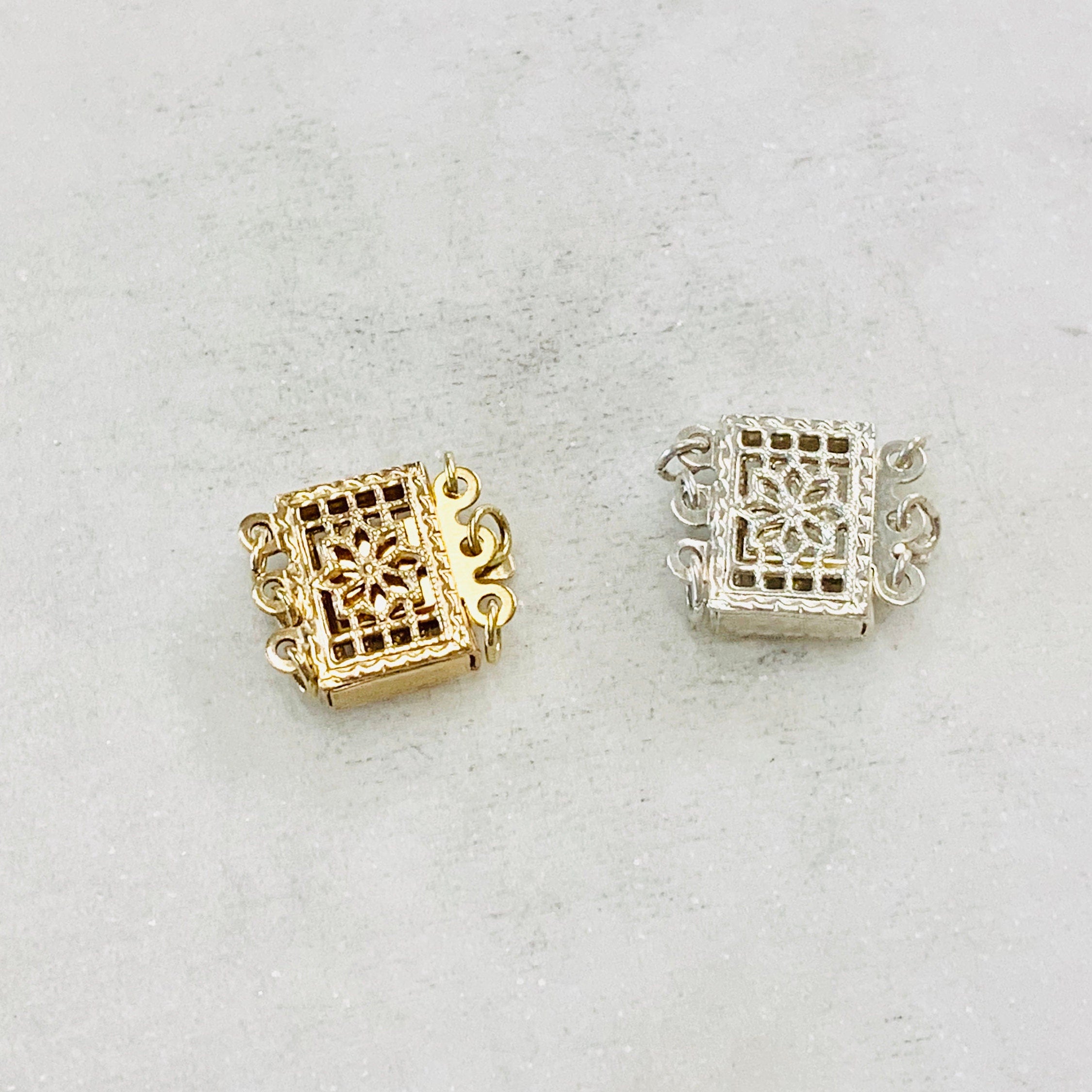 Sterling Silver or 14K Gold Filled 3 Strand 11.5mm x 10.5mm Rectangle