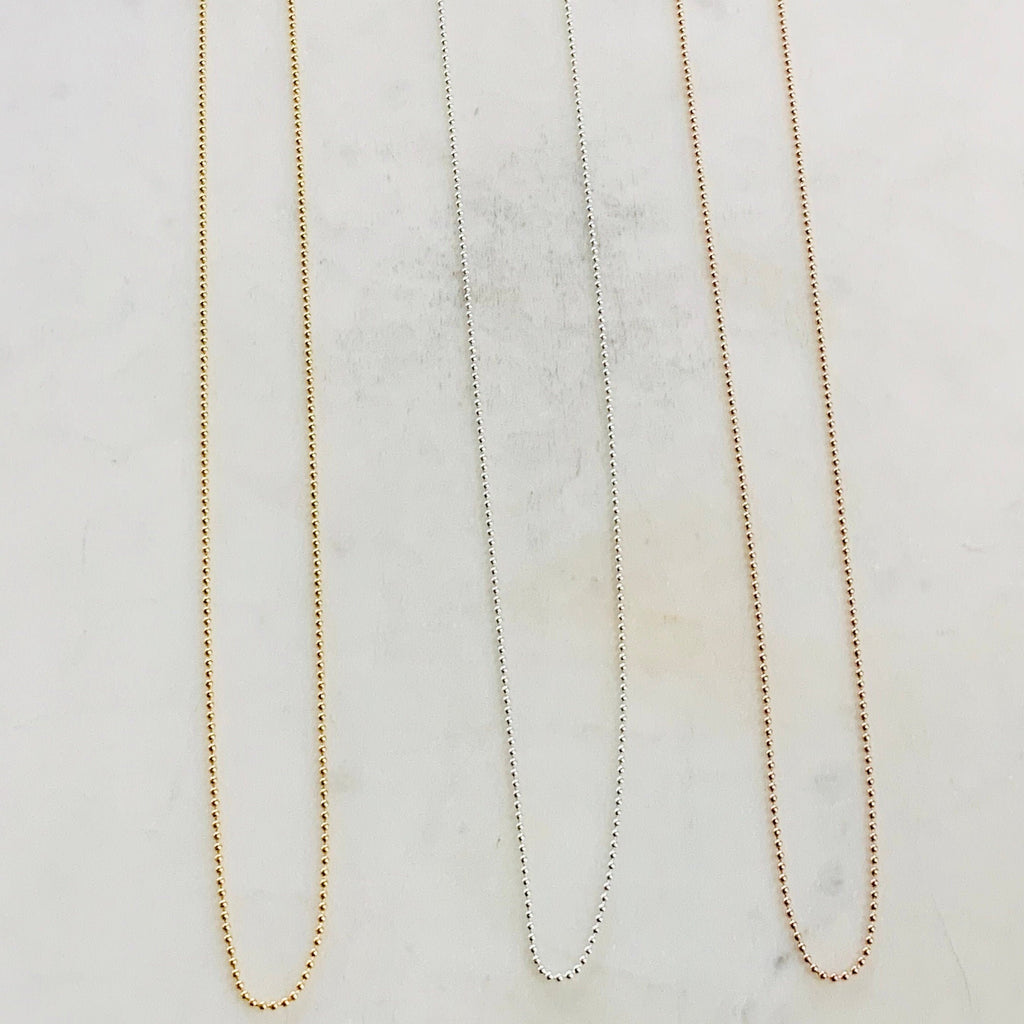 Sterling Silver or 14K Gold Filled Ready to Wear Finished Ball Chain 1mm