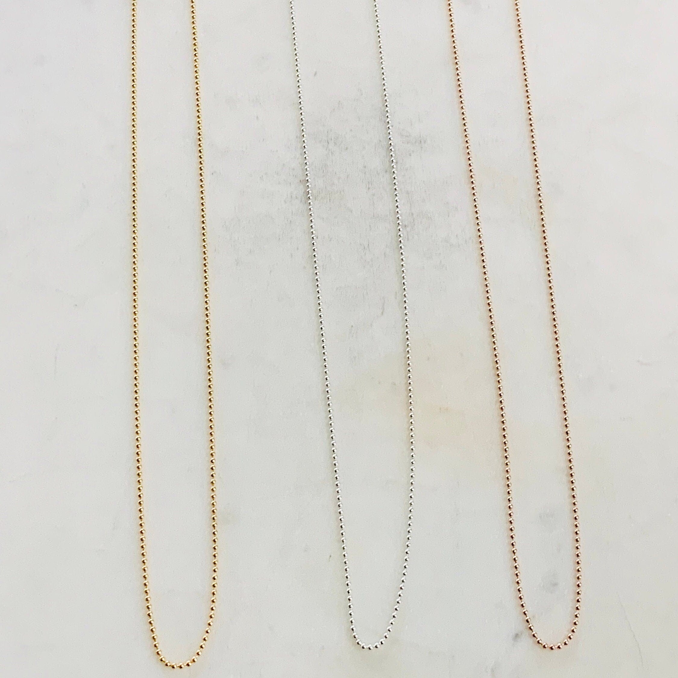 Sterling Silver or 14K Gold Filled Ready to Wear Finished Ball Chain 1mm