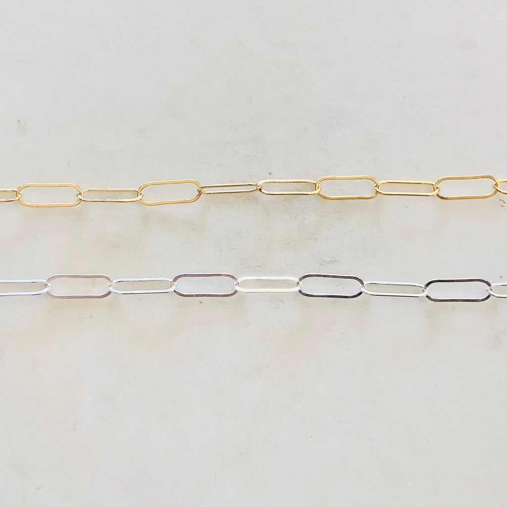 Sterling Silver or 14K Gold Filled 16mm x 5.5mm Light – Sold by the Foot – Gold