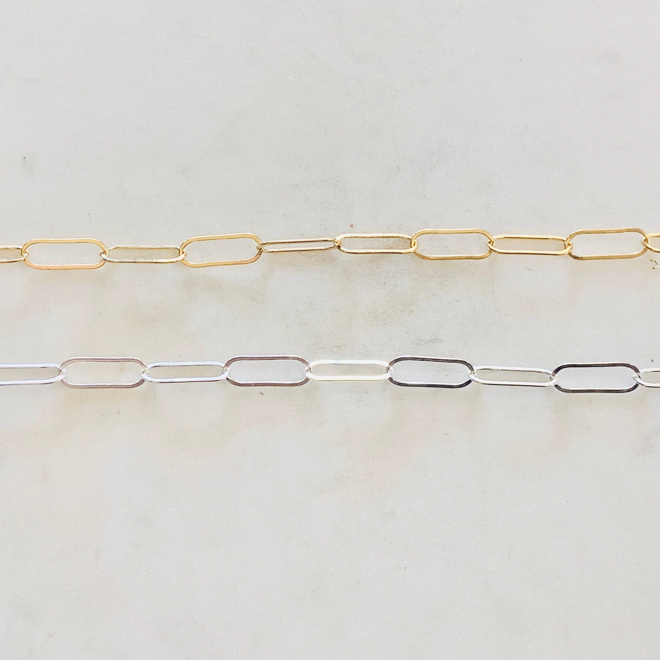 Sterling Silver or 14K Gold Filled 16mm x 5.5mm Light – Sold by the Foot – Gold