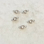 Rhodium Plated 5 Teeny Tiny Silver 5mm CZ Cubic Zirconia Connector (5pc)