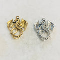 35mmx26mm Pewter Flying Detailed Dragon Charm Fantasy Medieval Magic