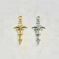 Pewter Double Sided Medieval Dagger Sword Charm Pendant (2pc)