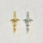 Pewter Double Sided Medieval Dagger Sword Charm Pendant (2pc)