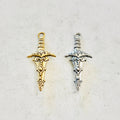 Pewter Double Sided Medieval Dagger Sword Charm Pendant (2pc) – Antique Gold