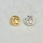15mmx15mm Pewter Ancient Greek Coin Symbol Double Sided Sculpture