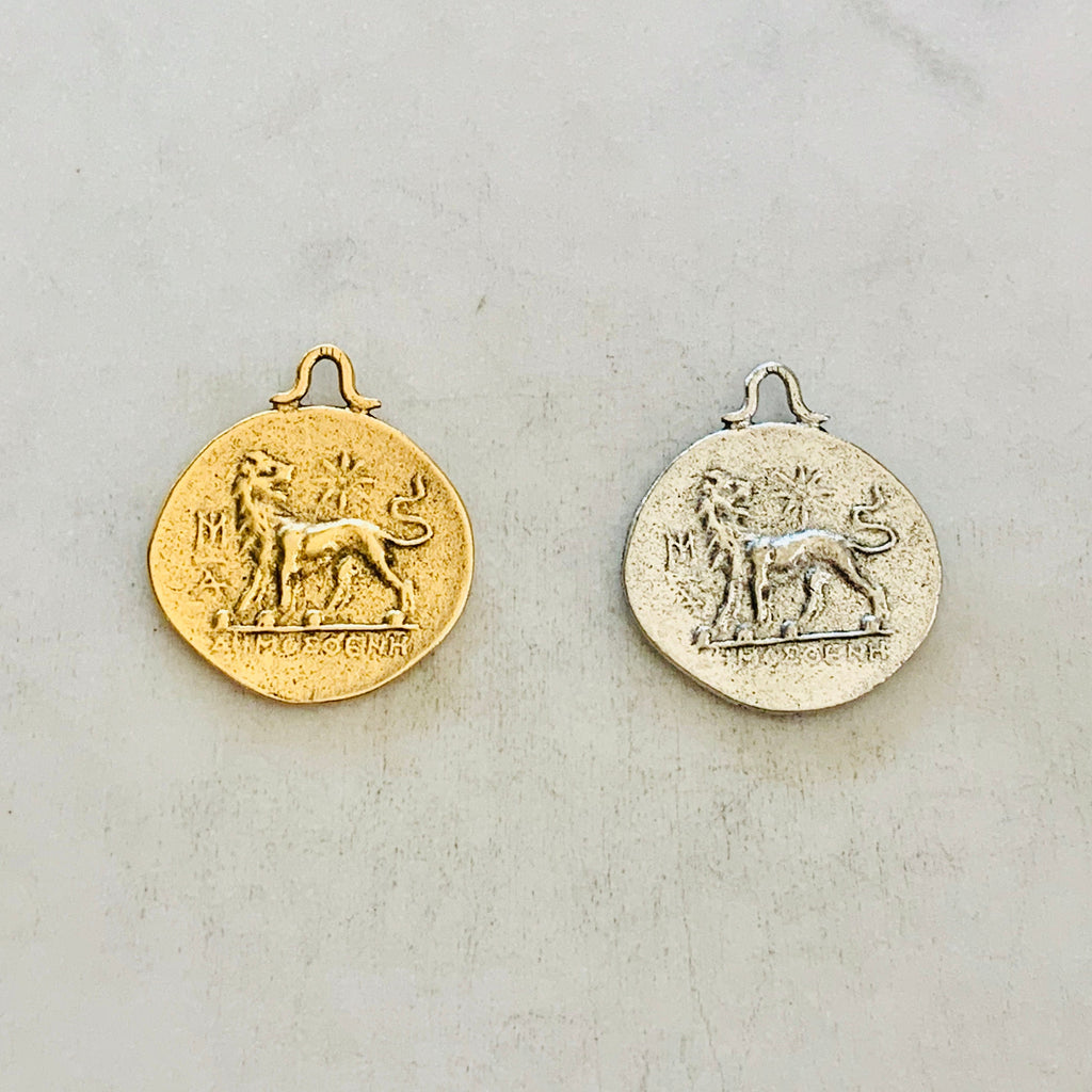 Pewter Ancient Greek Mythology Lion Symbol Double Sided Coin