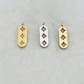 Gold Plated or Rhodium Plated Trio Star Bar Pendant Sideways Drop Charm