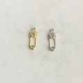 Gold Plated or Rhodium Plated or CZ Tiny Safety Pin Connector Charm Pendant